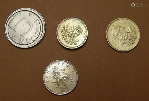 4 English and Swedish small change coins