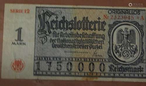 Original lottery ticket of the Reichslotterie