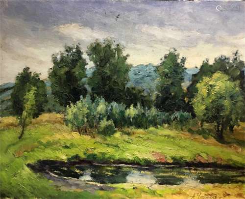 Oil double painting summer landscape A. Cherkas