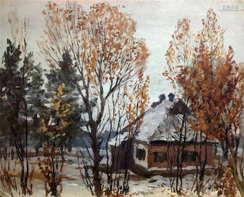 Oil double painting Seasons of the Year A. Cherkas