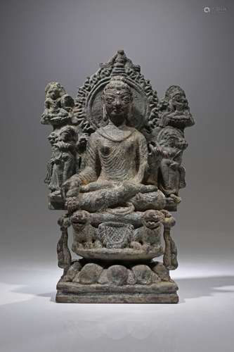 BUDDHA ON LION THRONE