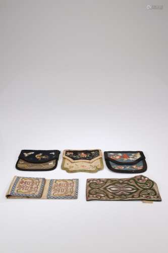 A GROUP OF FIVE EMBROIDERIES