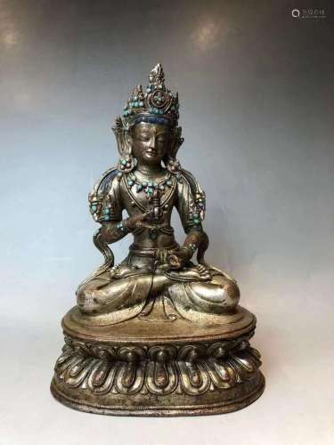 A SILVER FIGURE OF VAJRASATTVA.QING DYNASTY