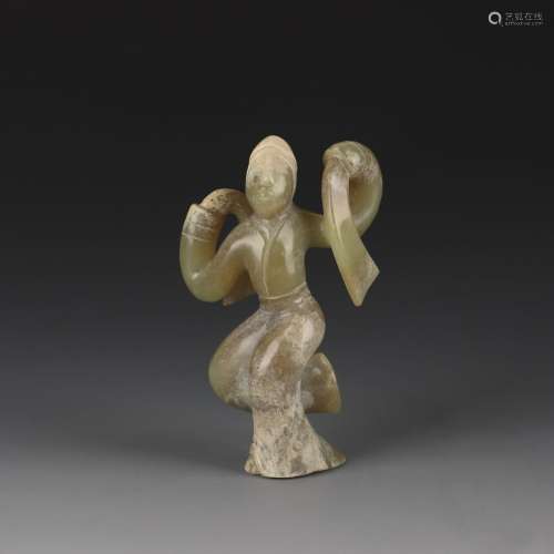 A CARVED JADE DANCING BEAUTY.HAN DYNASTY