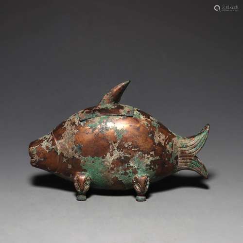 A BRONZE FISH JUN.HAN DYNASTY