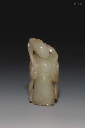 A CARVED JADE BEAUTY.MING DYNASTY
