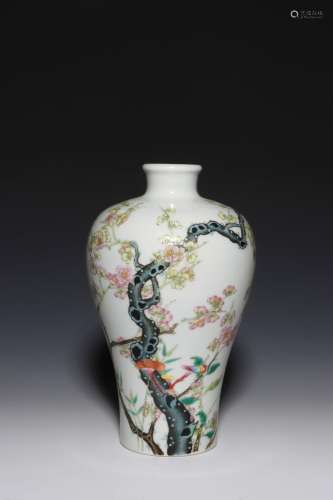A FAMILLE-ROSE VASE.MEIPING.MARK OF YONGZHENG