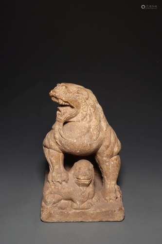 A CARVED STONE BEAST.TANG DYNASTY