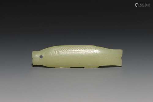 A CARVED WHITE JADE FISH.WESTERN ZHOU DYNASTY