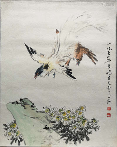 1885-1966 张聿光  花鸟 设色纸本  镜片