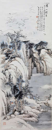 1865-1937后 陆龙  万山积雪图 设色纸本  立轴