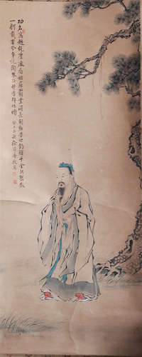 1890-1964 徐菊庵  松下高士 设色纸本  立轴