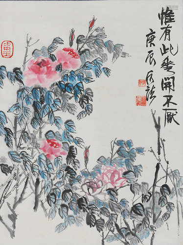 b.1946 何水法  花卉 设色纸本  立轴