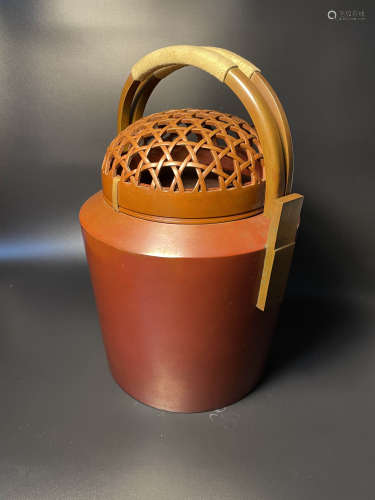 清 铜编织纹手炉