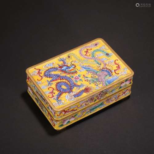 Bronze gilt enamel color dragon and phoenix Chengxiang lid b...