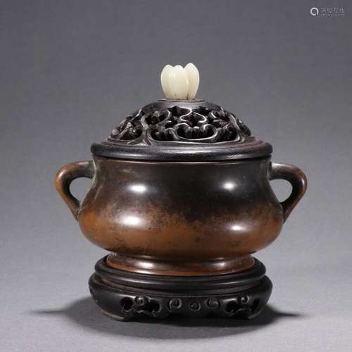 Bronze twin ear incense burner