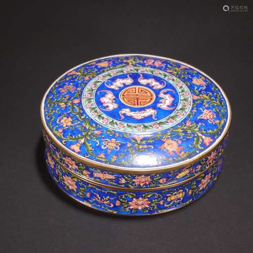 Bronze gilt enamel color bat life-seeking lid box