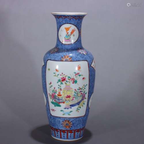 Blue and White Pastel Window Bogu Picture Appreciation Vase