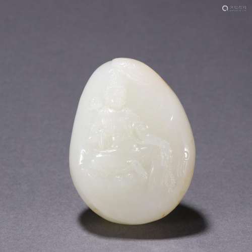 Hetian jade seed material raw stone Guanyin pendant