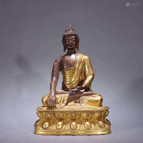 Gilt bronze statue of "Shakyamuni"