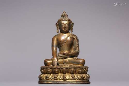 Gilt bronze seated statue of Sakyamuni