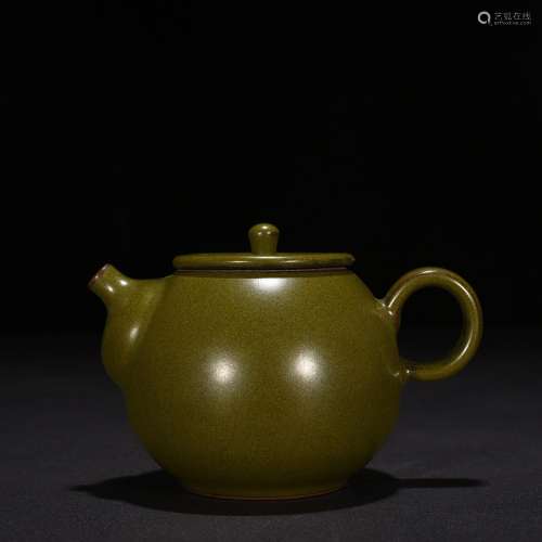 Tea powder glazed mouth pot