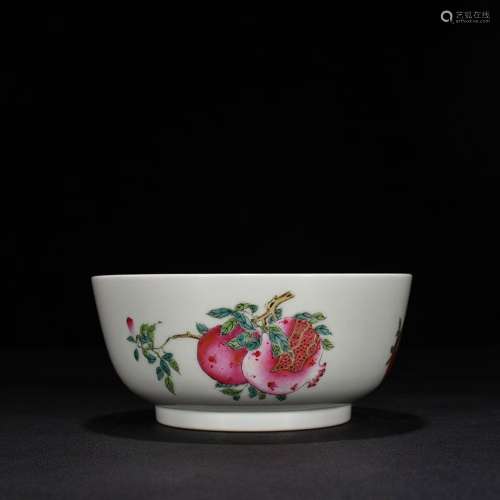 Qing Yongzheng pastel bowl with three patterns of flowers an...