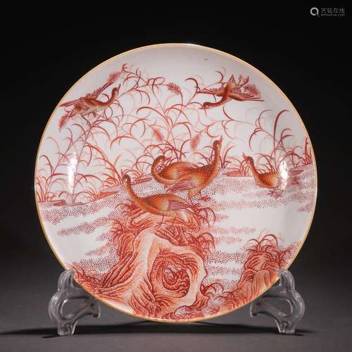 Alum red glazed wild goose plate