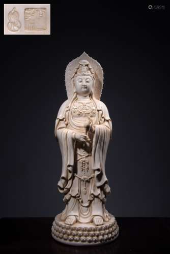 Dehua White Porcelain Guanyin Statue Ornament