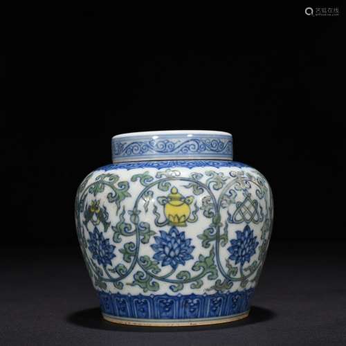 Doucai Lotus with Eight Treasures Pattern Tianzi Jar