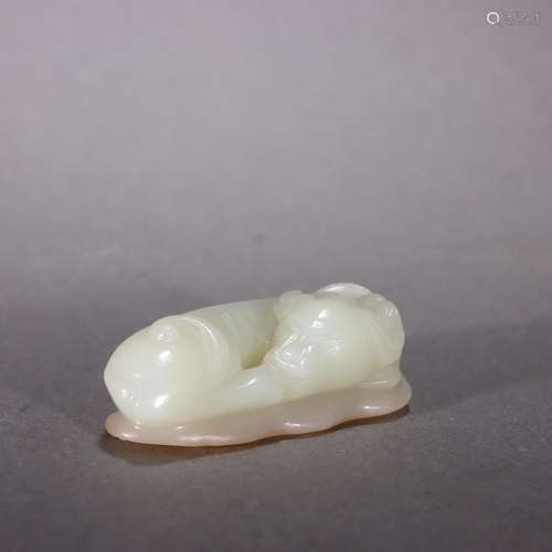 Hetian jade seed material "prosperous wealth" carv...