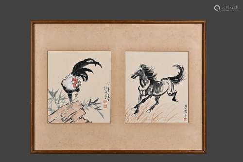 Picture of Xu Beihong's horse and rooster