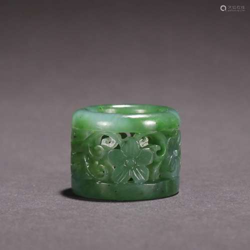 Hetian jasper hollowed-out flower wrench