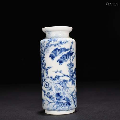 Republic of China Bamboo King Step Blue and White Twelve Hap...