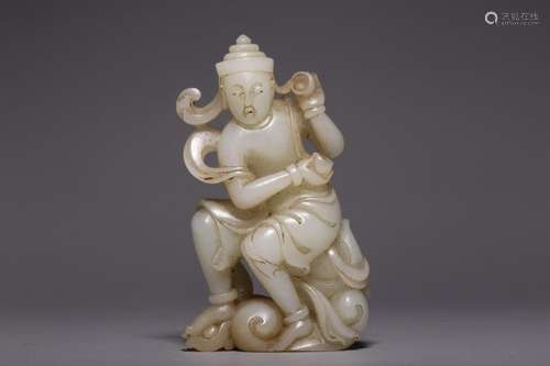 Hetian white jade dancing bodhisattva sculpture