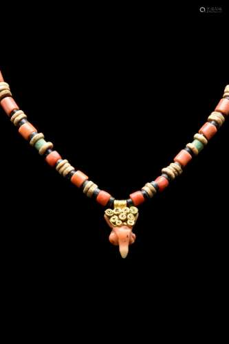 GRAECO-ROMAN GOLD AND CORAL PHALLIC PENDANT