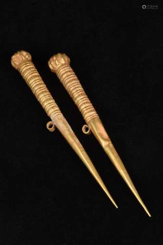 PAIR OF HELLENISTIC GOLD HAIR PINS
