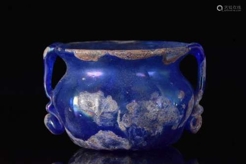 ANCIENT ROMAN GLASS COBALT BLUE BOWL