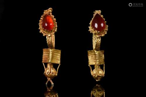 ROMAN GOLD AND GARNET EARRINGS