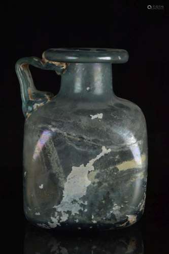 ROMAN GLASS FLASK WITH HANDLE