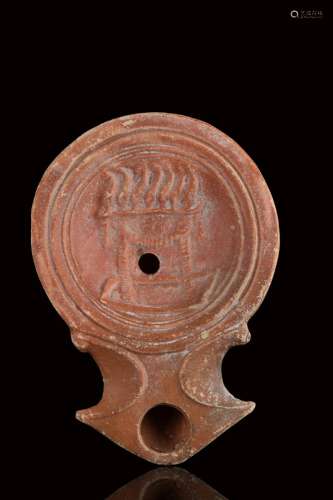 ROMAN TERRACOTTA OIL LAMP WITH ALTAR ( CIRCUS?? DID YOU SEE ...