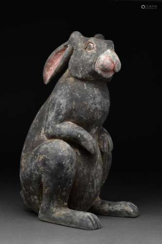 CHINESE HAN DYNASTY TERRACOTTA BLACK RABBIT - TL TESTED