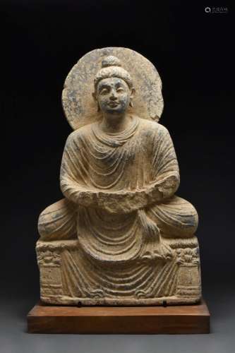 GANDHARAN SCHIST SEATED BUDDHA