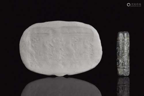 BABYLONIAN BLACK STONE CYLINDER SEAL - ORIGINAL LAMBERT REPO...