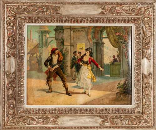An old coloured print "Scene from the Opera Carmen, by ...