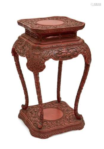A Chinese cinnabar lacquer style stand