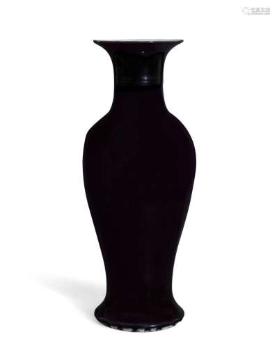 A Chinese black glazed porcelain baluster vase