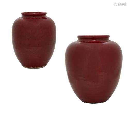 Two Chinese sang de boeuf porcelain jars