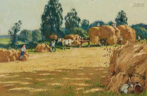 Andre Fremond, Harvesting hay, oil