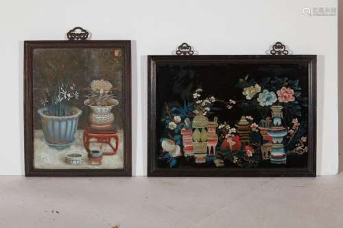 Two Chinese reverse paintings on glass